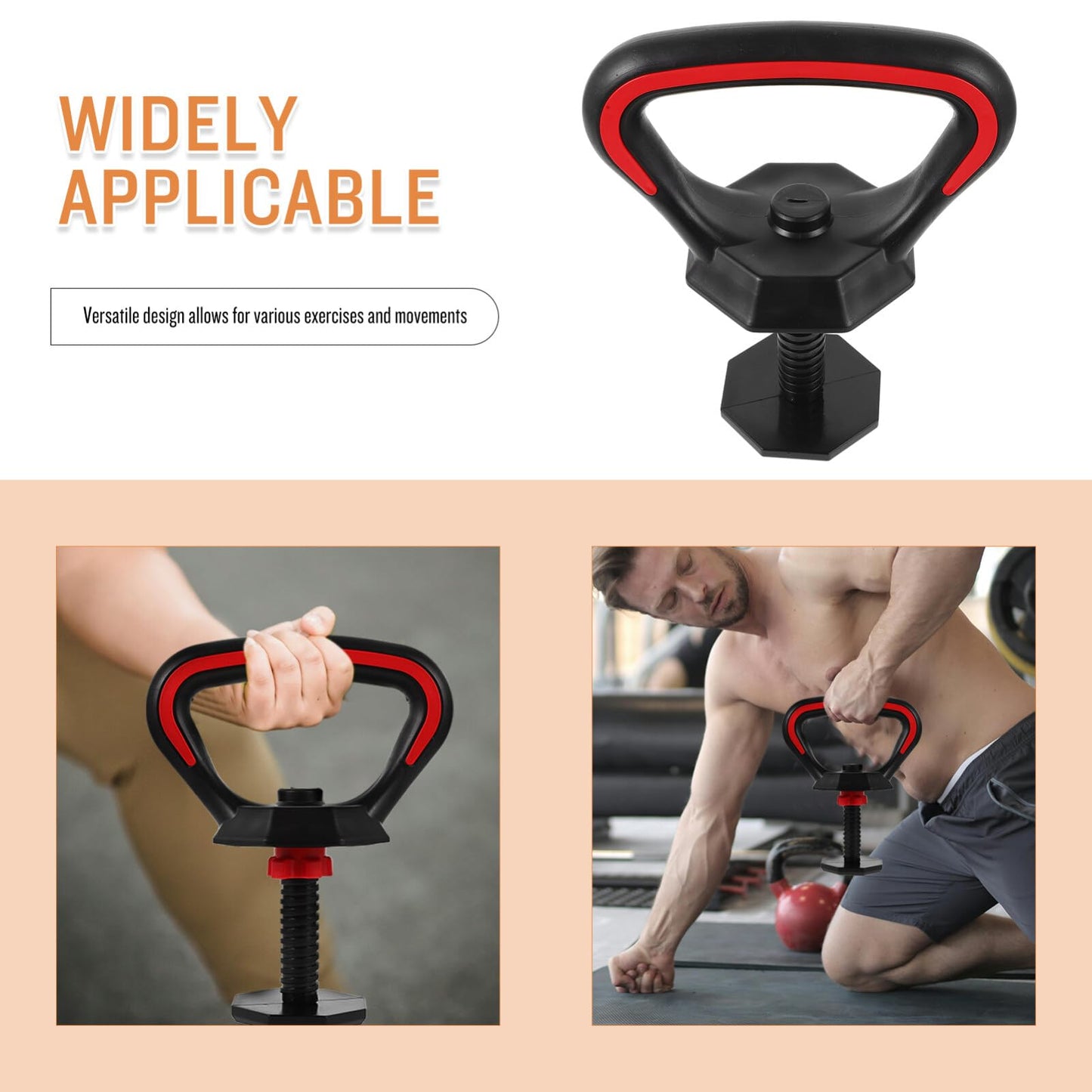 Kettlebell Handle for Dumbbells, Adjustable Kettle Grip to Kettlebell Converter Attachment, Heavy Duty Dumbbell Handle Grip Set for Home Gym Fitness, Fits Weight up to 33 lb (15kg)