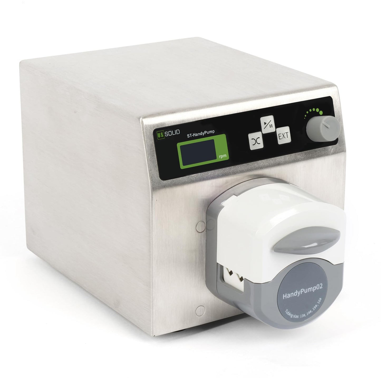 U.S. Solid Dual-Channel Variable-Speed Peristaltic Pump – 0.1-300 RPM (0.0033-190.76 mL/min) with 4 Tubing Sizes (13#,14#,19#,16#) Ideal for Lab, Industrial, and Medical Applications