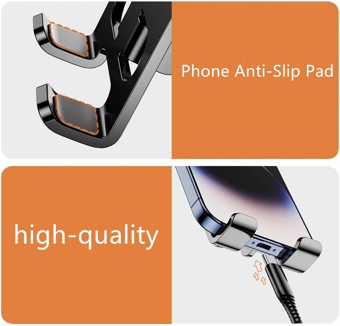 BHSKJSZ Folding Adjustable Rotating Universal Aluminum Phone Stand Grey