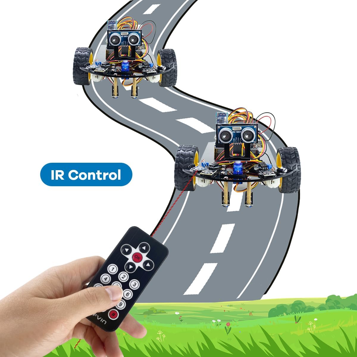 LAFVIN 2WD V2 Smart Robot Car Chassis Kit Ultrasonic Module,Line Tracking Module,IR Remote Control Compatible