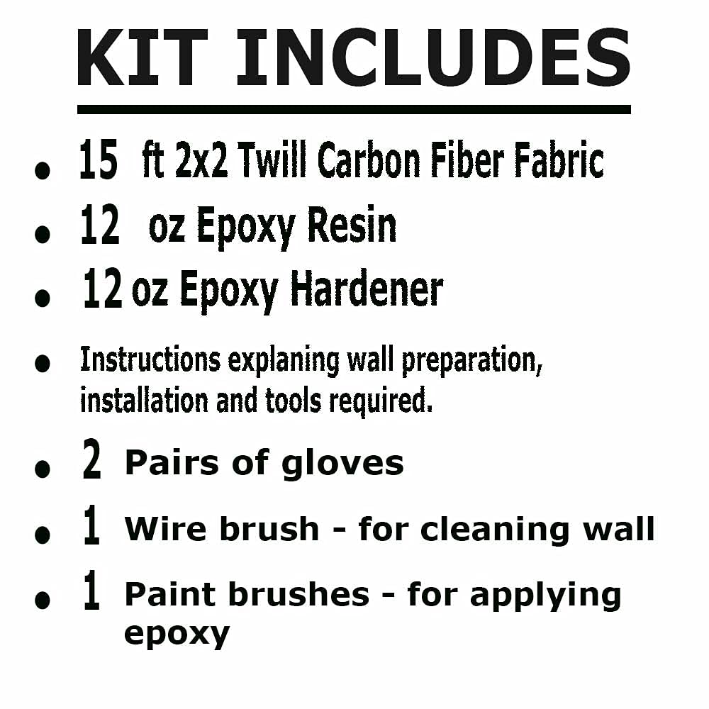 15 Ft Carbon Fiber Basement Wall Crack Repair Kit - 12K Tow Fabric with Epoxy Resin and Hardener - Concrete Foundation Reinforcement (4 Inch Wide)