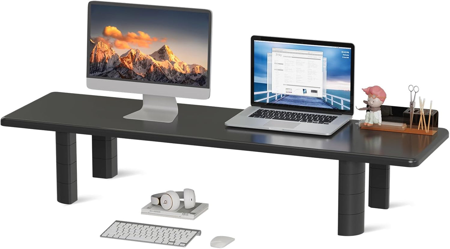 32.28Inch 2 suptek Dual Monitor Stand Riser, Large Monitor Stands for Monitors, Computer Monitor Stand, Wooden Desktop