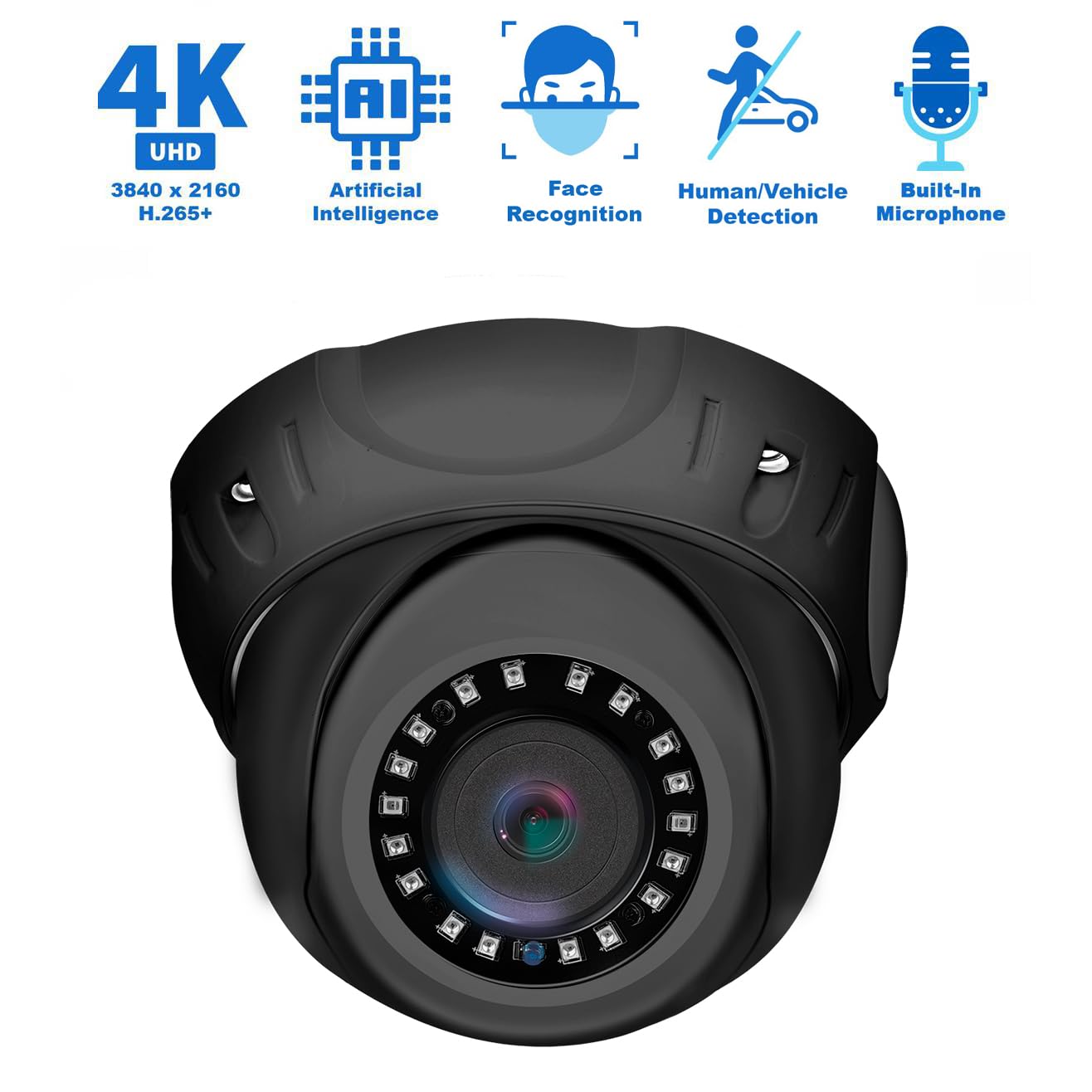 GW Security 32 Channel 12MP NVR 4K H.265+ AI Face Recognition & Human/Vehicle Detection Surveillance Security Camera System with 32 UltraHD 4K 8MP IP PoE Microphone Dome Security Cameras (Grey)