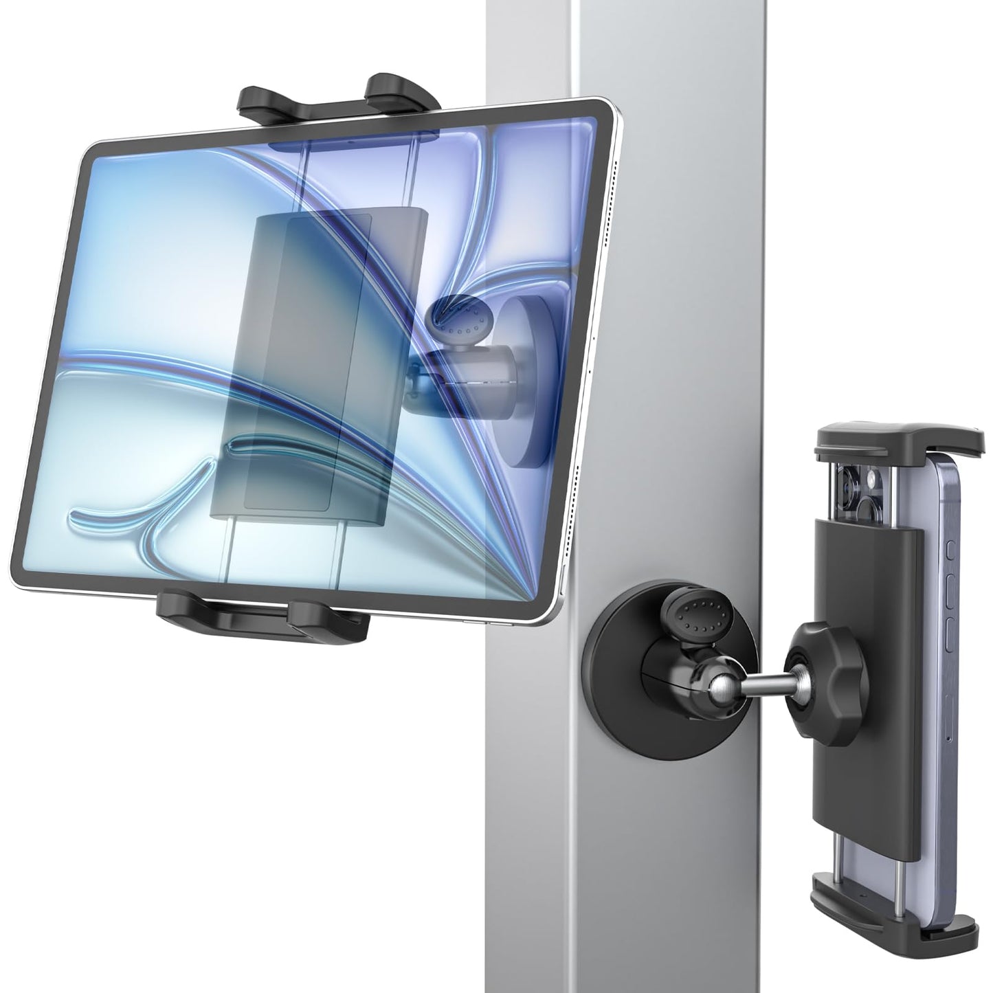 Kolasels Magnetic Tablet Holder, iPad Magnetic Mount with Adjustable Arm, Magnet Tablet Mount for Fridges/Metal Surface/Whiteboard/Gym Equipment/Iron Rack, Compatible 4.7-12.9" Tablets and Phones