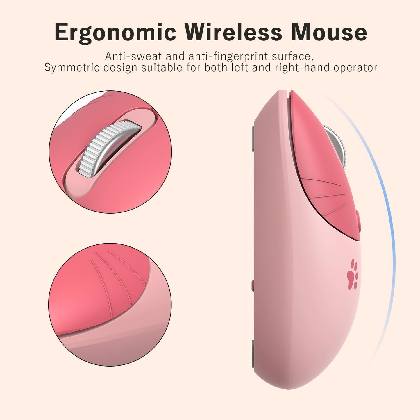 MOFII 2.4GHz Wireless Compact Silent Mouse with Cute Cat Designs, Plug and Play Wireless Opatical Mouse with USB Nano
