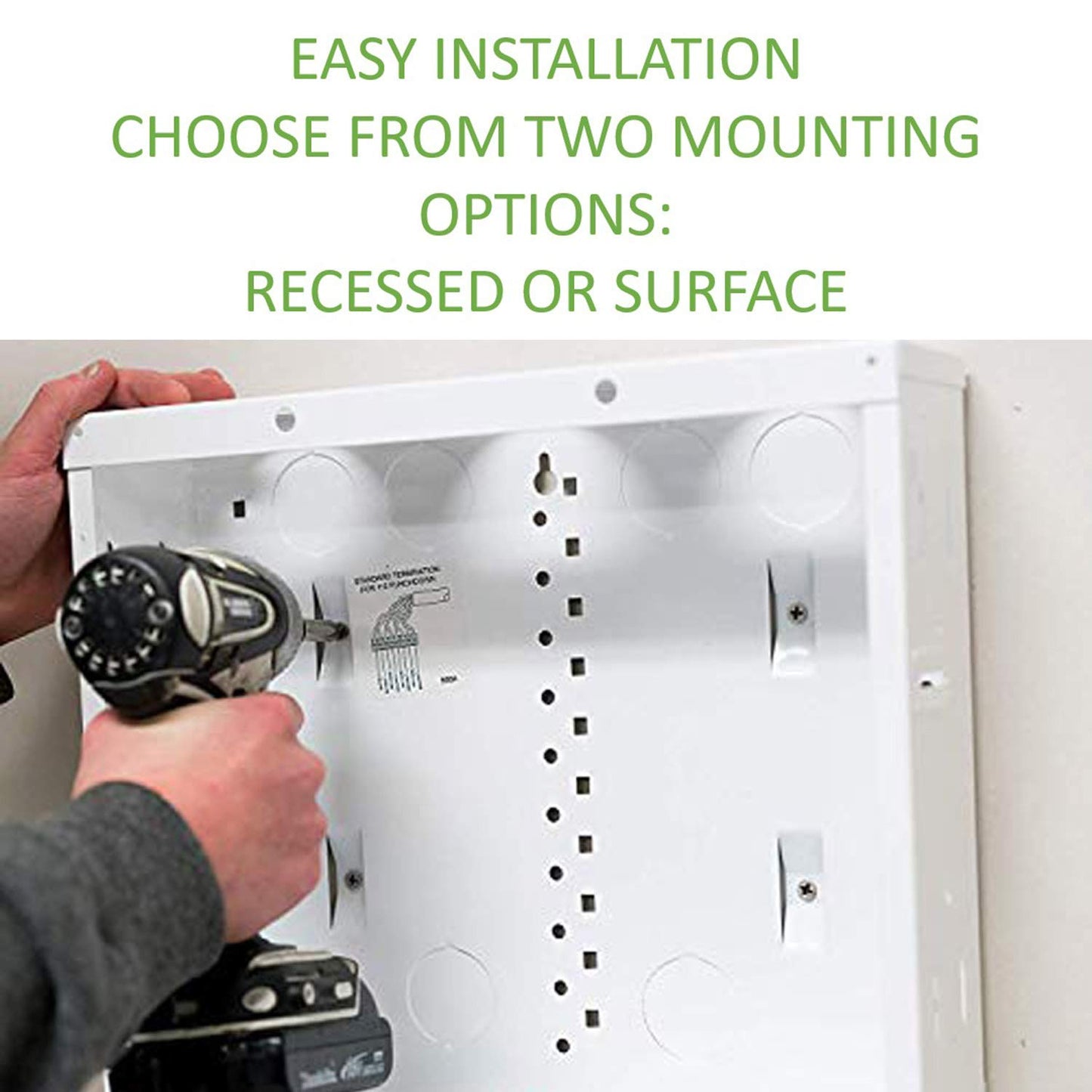 On-Q 28" Structured Media Enclosure with Hinged Cover Lock, 20 Gauge CRS, Flush or Surface Mount