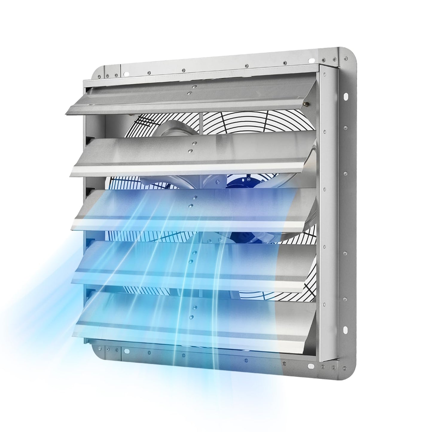 VEVOR 20'' Exhaust Fan, Wall Mounted Attic Fan with Variable Speed, 3000 CFM, Automatic Shutter, Ventilation and Cooling, Silver, Fan Only