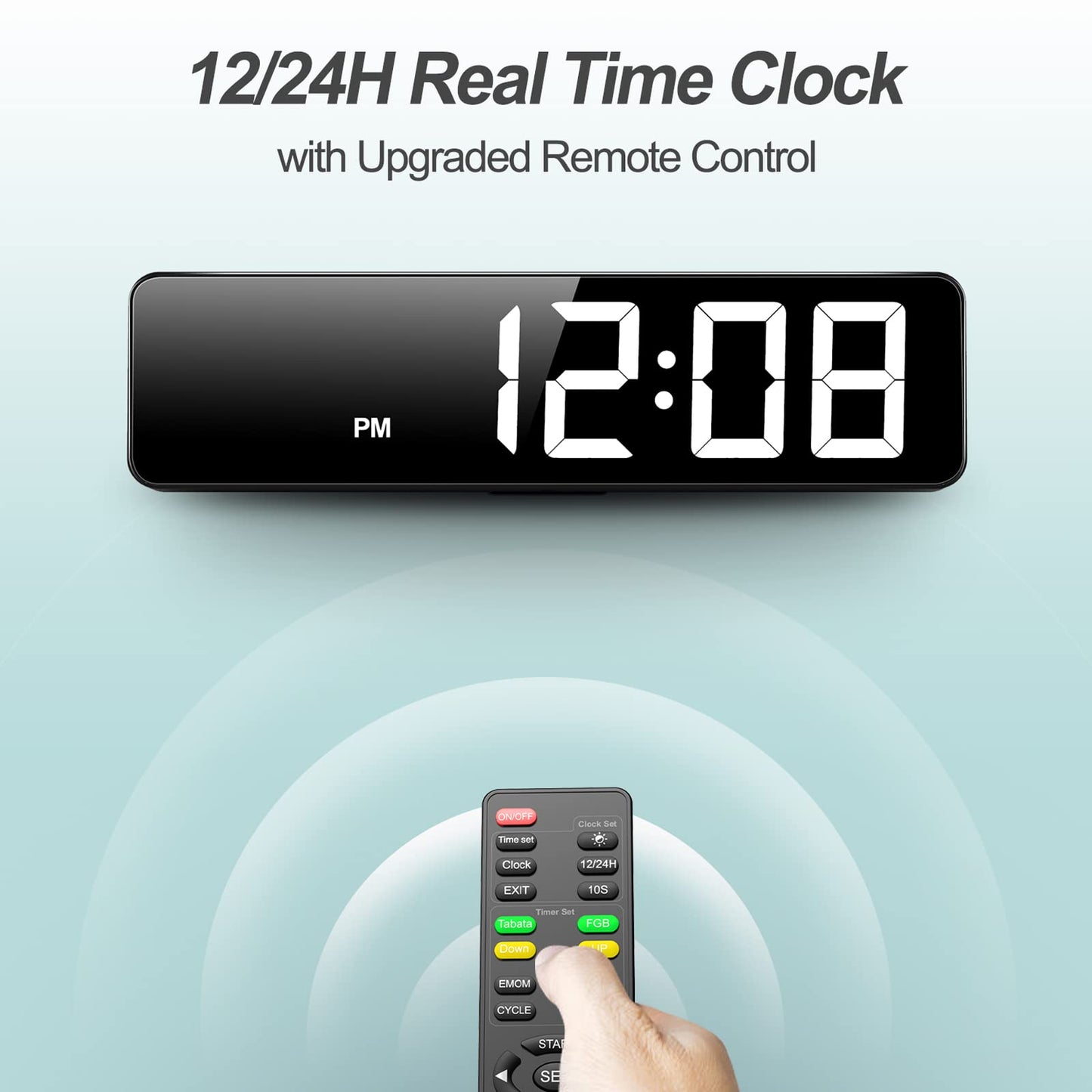 ANJANK Gym Timer 15" Large LED Display Wall Clock, Interval Workout Countdown & Up Stopwatch, 12 Adjustable Volume/3 Installation Ways Digital Timer for Fitness, Home, Garage, Gym and Outdoor Sport