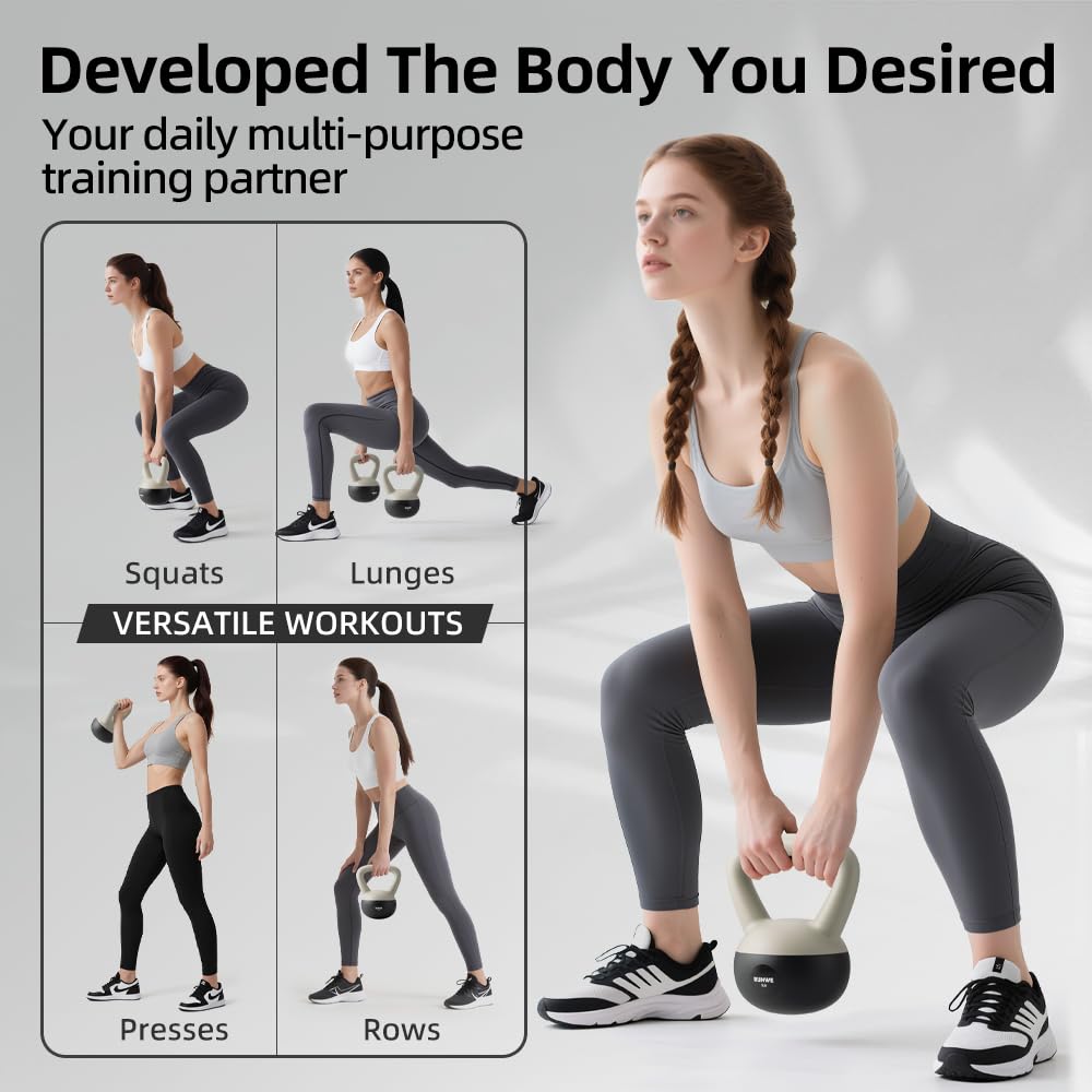 RUNWE Soft Kettlebell 5 lb - Sand Filled Kettlebell Hand Weight, Soft-Sided Cushioned Base,Safety Guaranteed Ideal for Men, Women, & Beginners