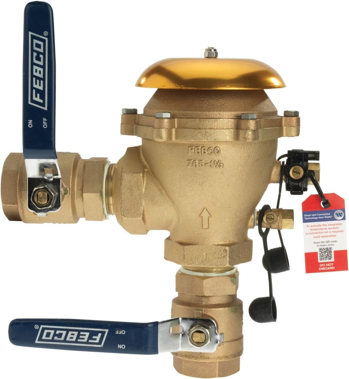 Febco 765 Series 1-1/2" Bronze Pressure Vacuum Breaker Backflow Preventer, Quarter Turn Shutoff, NPT Connections, Freeze Sensor with SentryPlus Alert Technology, Industrial Plants, Irrigation System