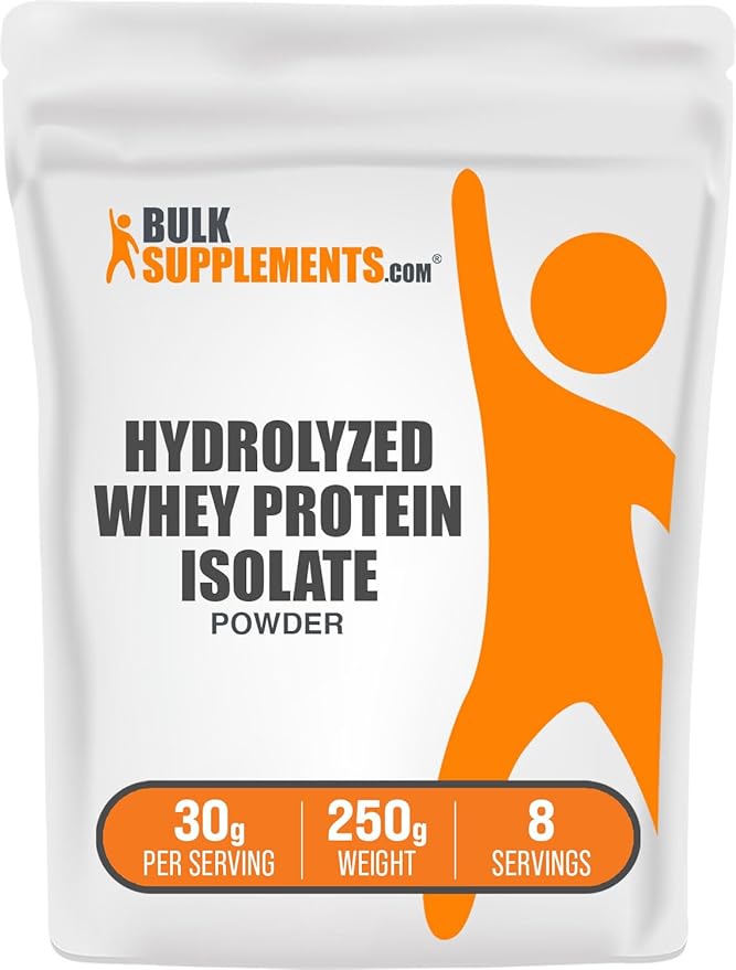 BulkSupplements.com Hydrolyzed Whey Protein Isolate Powder - Whey Isolate Protein - Unflavored & Gluten Free, 30g per Serving, 250g (8.8 oz) (Pack of 1)