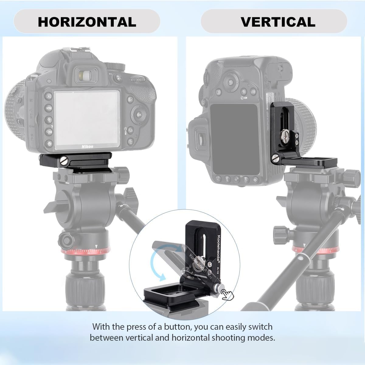 1/4 Inch Camera(K-12) koolehaoda Foldable L-Shaped Quick Release Plate Camera L Bracket Vertical Horizontal Switching