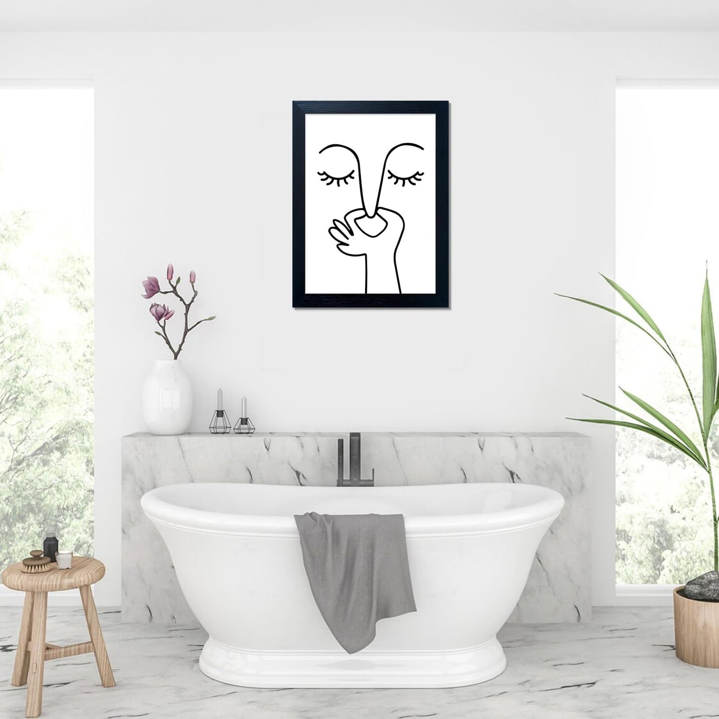 Regine Switzerland Black and White Bathroom Wall Art - Humorous Canvas Print for Modern Decor