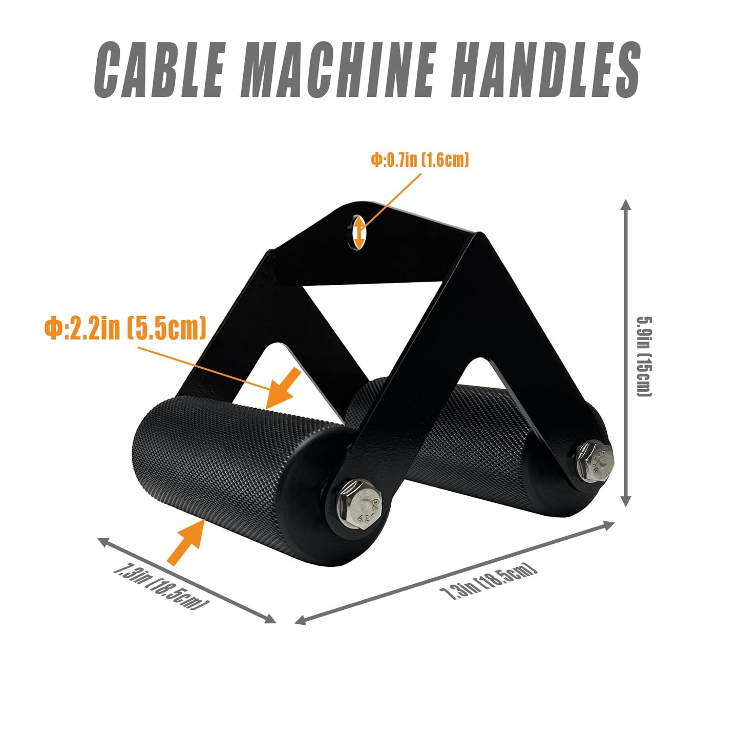 Arm Wrestling Handles, Fat Armwresting Training Equipment Lat Pulldown Attachments D Handle, V Bar Cable Machine Attachments, Gym Handles for Forearm, Wrist Strength Training Equipment (Large Grip)