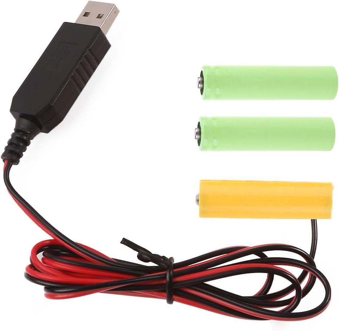 RUINBNC 5v 4.5v (100 200cm USB to Aa Battery Eliminators, to Power Converter with Fake Battery, USB Aa Eliminators