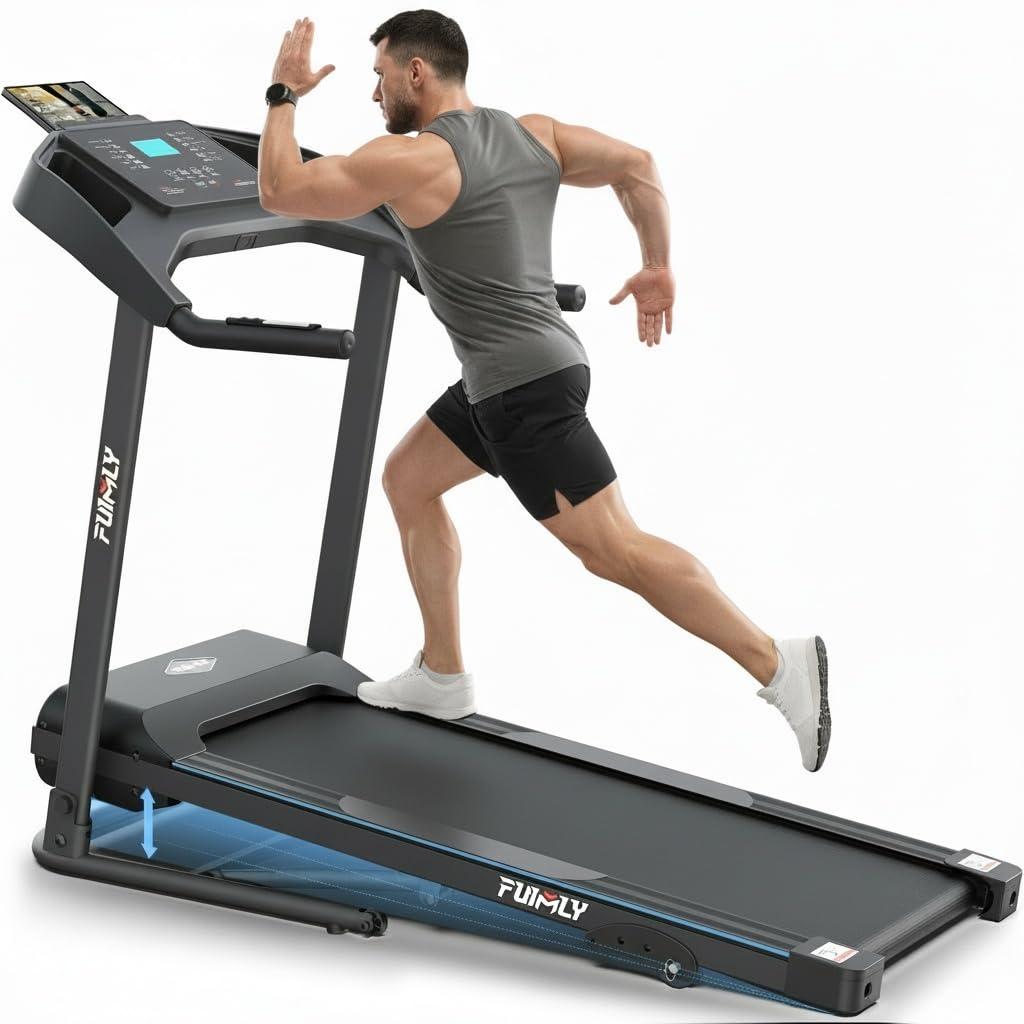 Treadmill with Incline, FUNMILY 3.5HP Heavy Duty Folding Treadmill for Home, 350 lb Capacity Walking Running Machine with Smart Fitness Tracking, 12 Preset Programs, LCD Display, 2 Control Methods