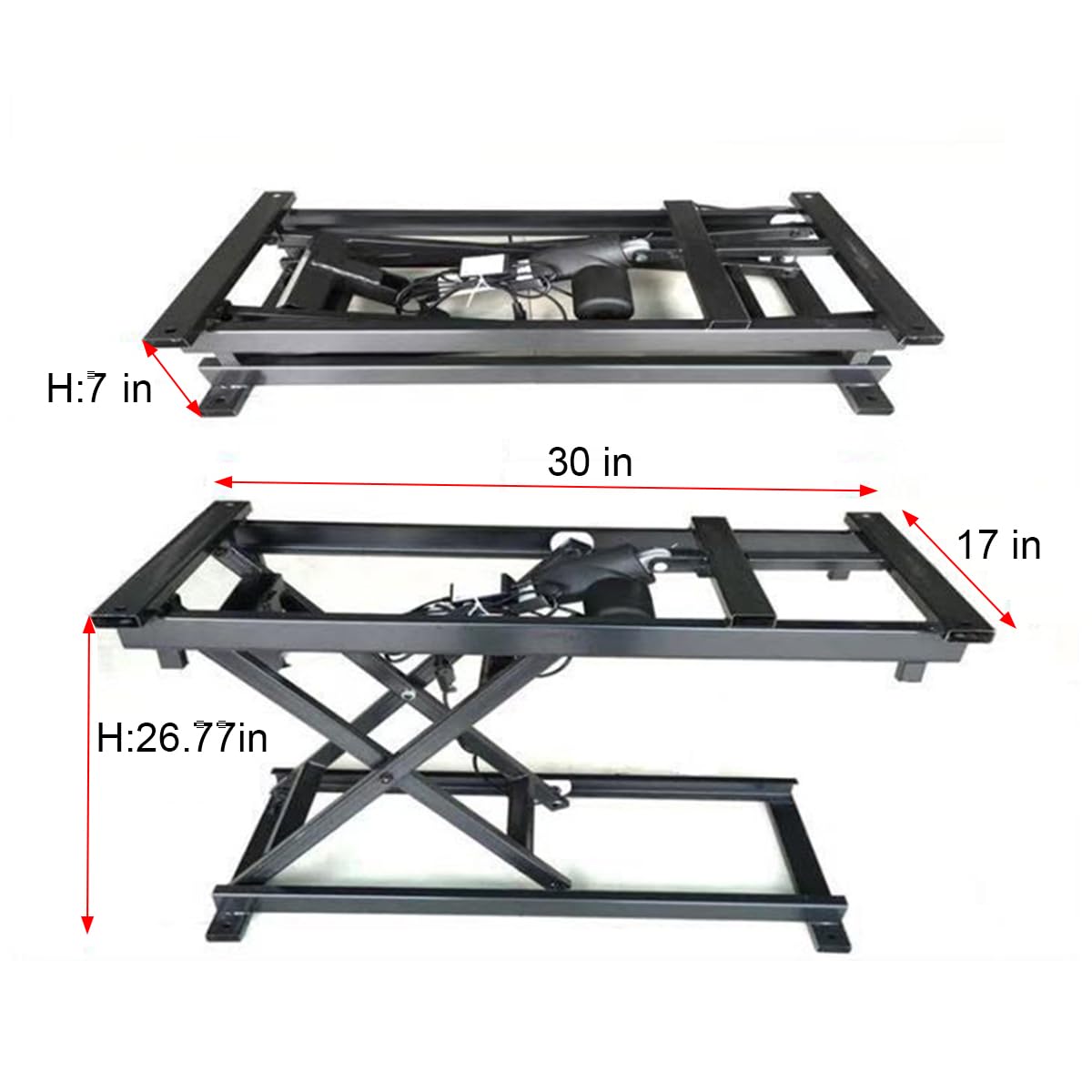 ANTEISI Electric Scissor Lift Table，7.5-27 in Height Adjustable，180Lbs Load,Used for DIY Lifting Coffee Table, Dining Table, and Other Projects,Black Metal Frame
