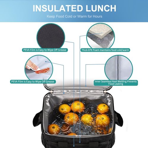 Iknoe Insulated Lunch Bag - Foldable 8.5L Cooler for Men & Women | Leakproof Thermal Design, Black