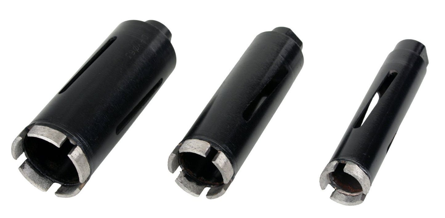 Steel Dragon Tools 3-Piece 1.5-inch to 2.5-inch Dry Diamond Core Drill Bit Kit with Hex SDS Adapters and Case