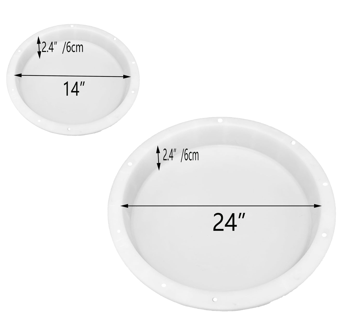 2Pcs Extra Large Round Resin Table Mold with Clamping System 24 Inch and 14 inch No Seal Epoxy Molds for River Table, Resin Clock, Floral Preservation Bouquet DIY Art