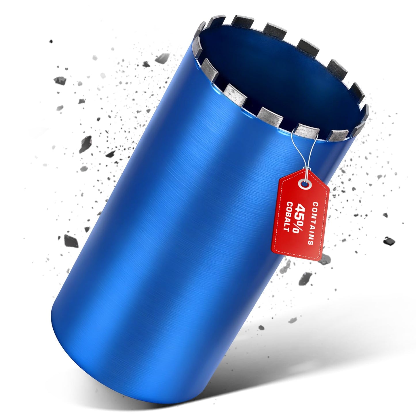 8" Wet Diamond Core Drill Bits, 15" Drilling Depth, 45% Cobalt HRC 70 Concrete Core Drill Bit, 1-1/4-7" Thread, Laser-Welded Segments, Core Bits for Concrete, Masonry, Brick, Mortar