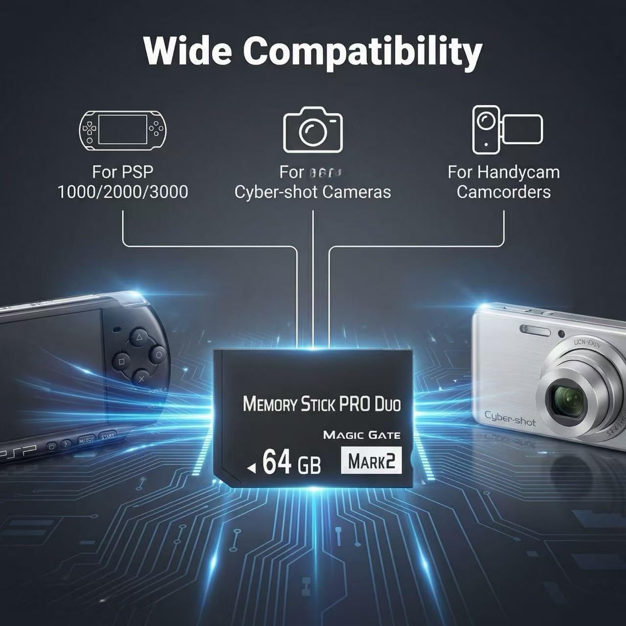 WQDMKE 64GB MARK2 Original high-Speed Memory Stick Pro Duo Compatible Digital Camera Memory Card