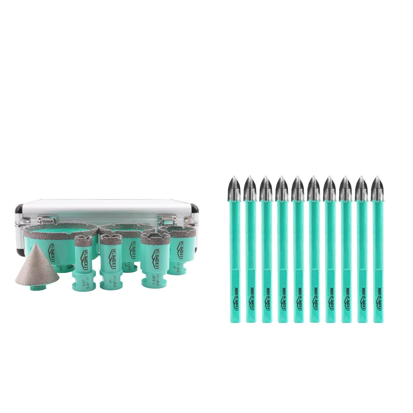 LEKOMESH Diamond Core Drill Bits Set 7pcs and LEKOMESH Masonry Concrete Drill Bits