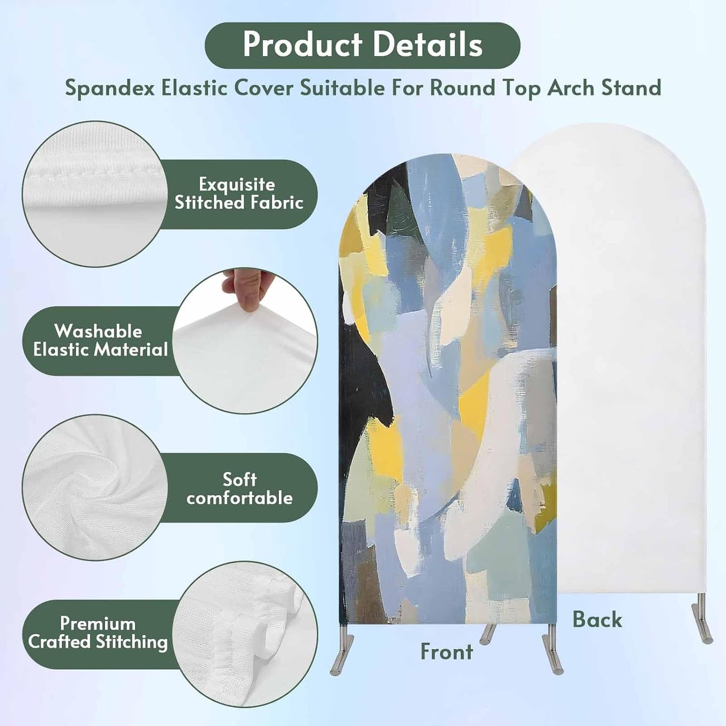 Jnbasdffb 7.2 Abstract Geometric Wedding Arch Cover,Stretchy Spandex Arch Backdrop Stand Covers FT,Simple Oil Painting