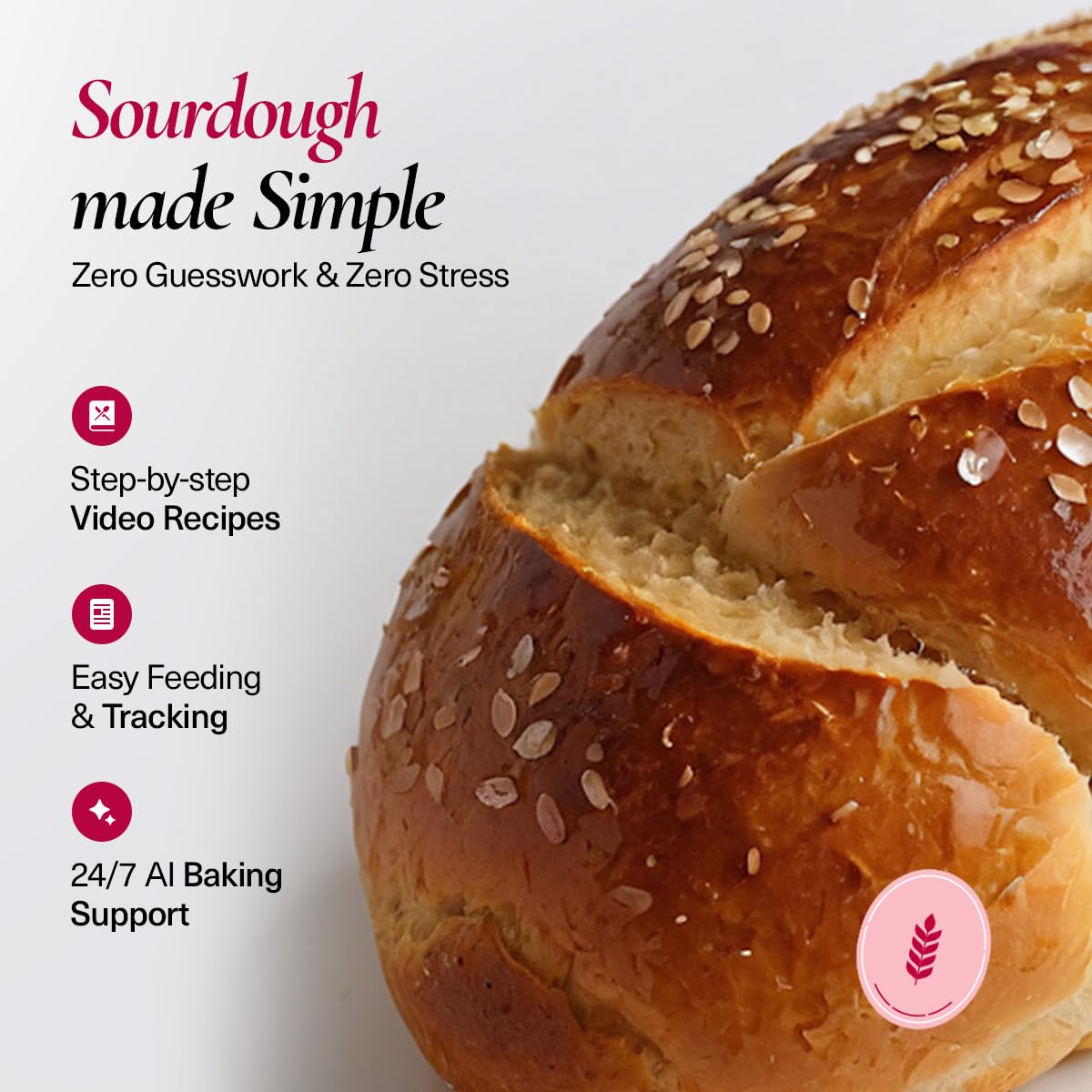 Spring Crust Beginner-Friendly Sourdough Starter Kit, Sourdough Starter Jar, 34oz Sourdough Jar Wide Mouth, Easy Instructions, Recipes & 24/7 AI Support - Sourdough Bread Baking Supplies