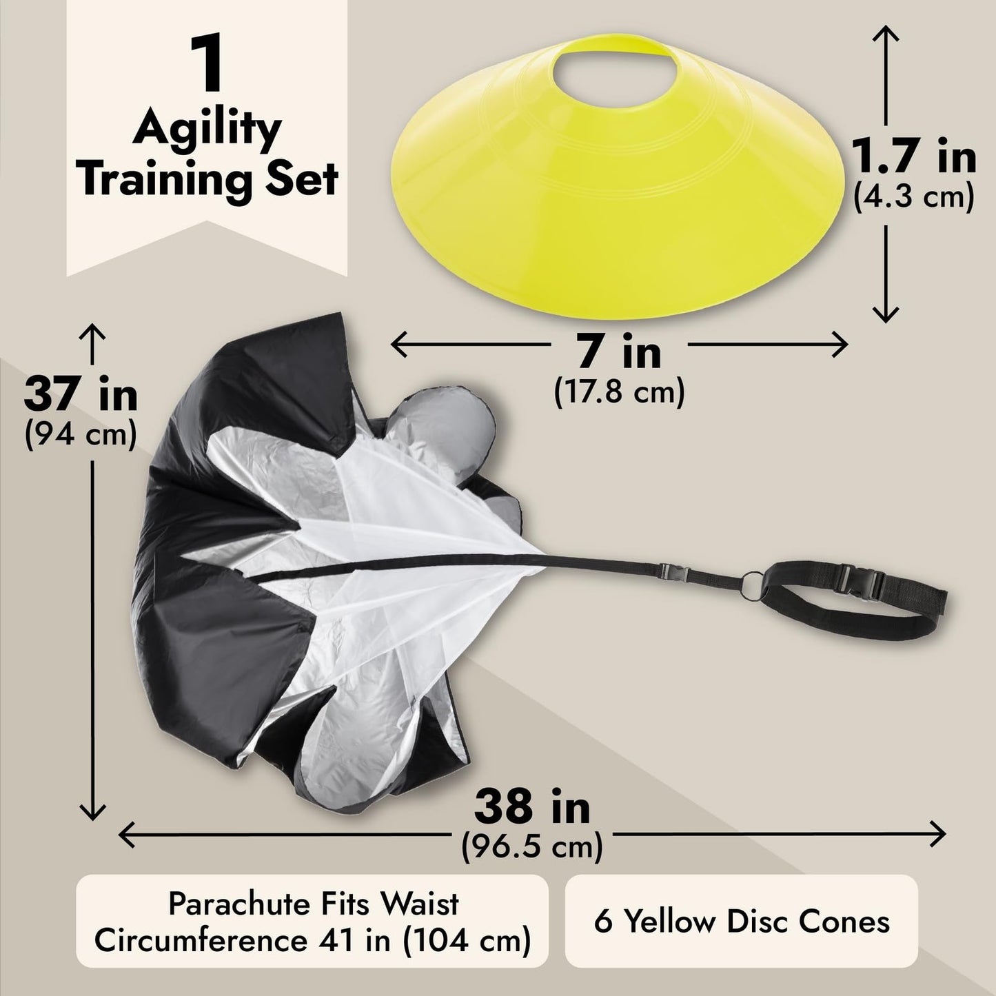 Juvale Adjustable Agility Ladder Set - Football Footwork Ladder Drills - Agility Cone Drills for Soccer Training - Parachute Speed Training - 20 Ft, 6 Cones & Parachute
