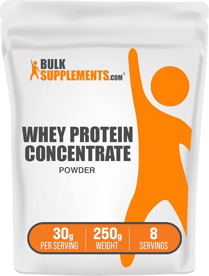 BulkSupplements.com Whey Protein Concentrate Powder - Whey Protein Powder Supplement, Unsweetened, Unflavored & Gluten Free, 30g per Serving, 250g (8.8 oz) (Pack of 1)