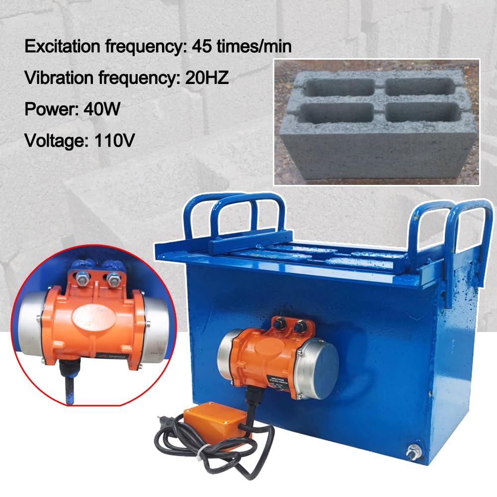 INTBUYING Concrete Brick Making Machine, Manual Hollow Soil Block Brick Forming Machine 110V, H13 Square Brick Size 15.7X7.8X7.8inch（400x200x200mm）