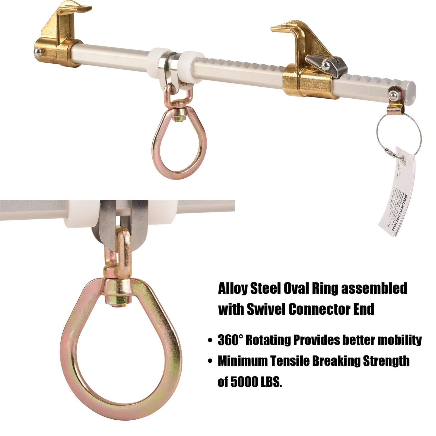 WELKFORDER Horizontal Sliding Beam Anchor Fits 3.5" to 14" Beams [Rugged & Reusable Aluminum] ANSI & OSHA Compliant Fall Protection Positioning Equipment