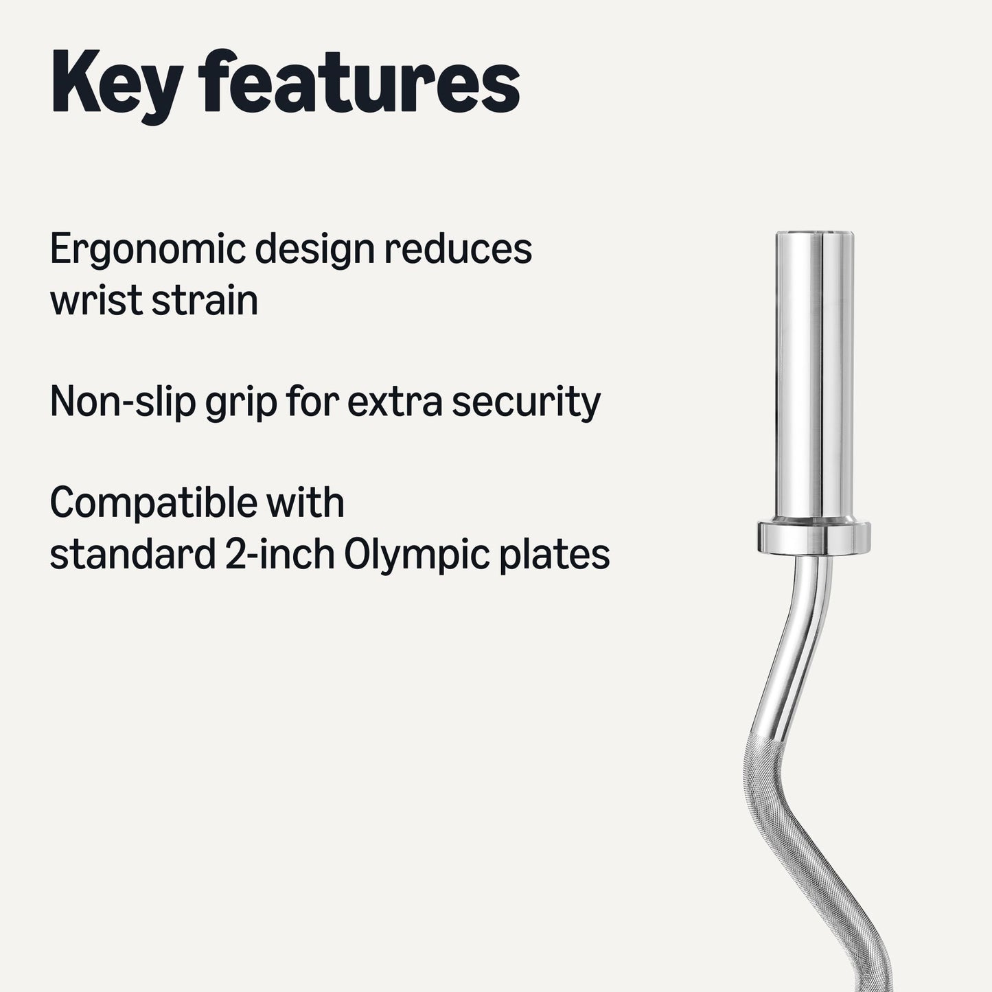 Amazon Basics Olympic 2-Inch Curl Barbell Bar, 47 Inches, Chrome