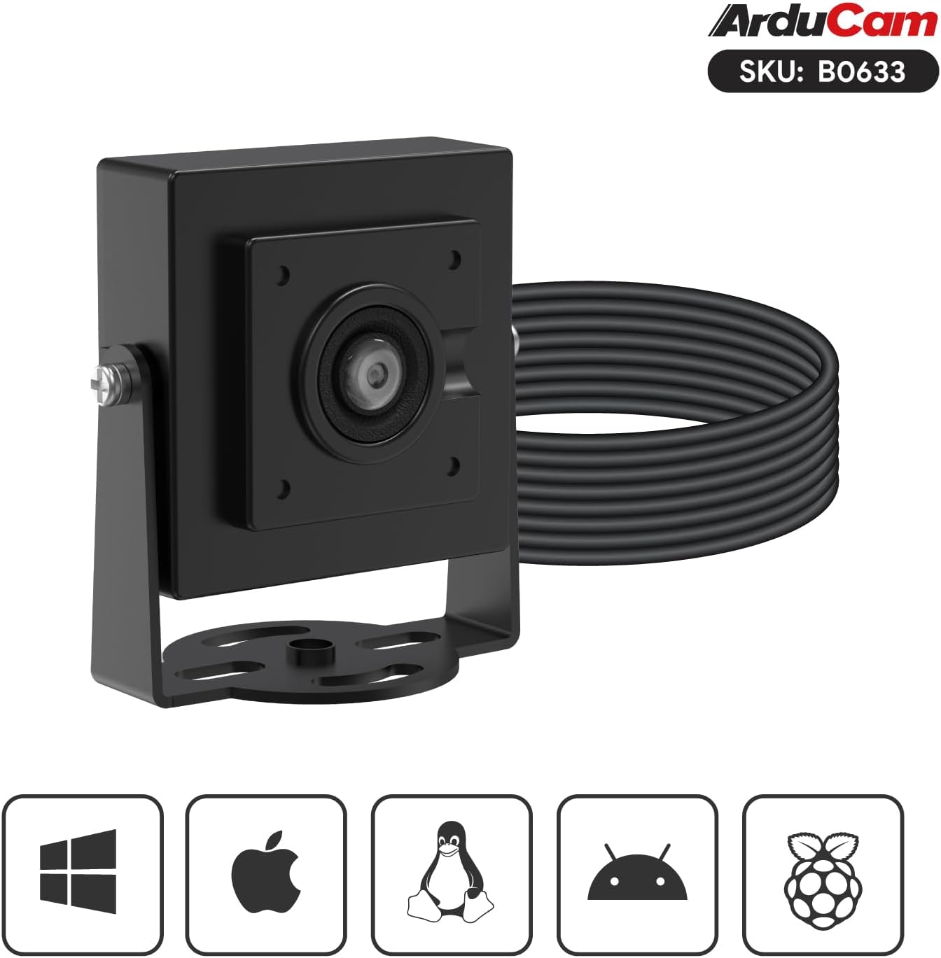 Arducam 160 VGA Global Shutter Color USB Camera Module, FPS@QQVGA High Speed Camera, Wide Angle UVC Webcam for Windows