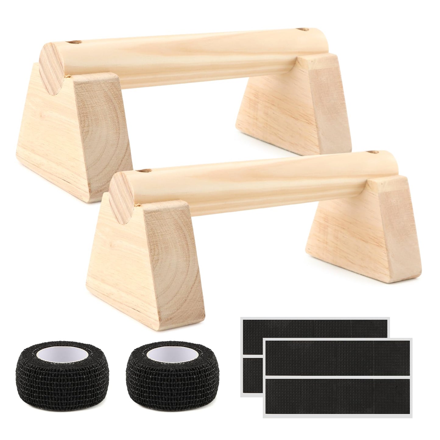 Wood Parallettes Bars for Home Workout, Push Up Bars & Dip Stands, Wooden Calisthenics Equipment Handstand Blocks for Strength Training, Rehabilitation & Gymnastics (20cm)