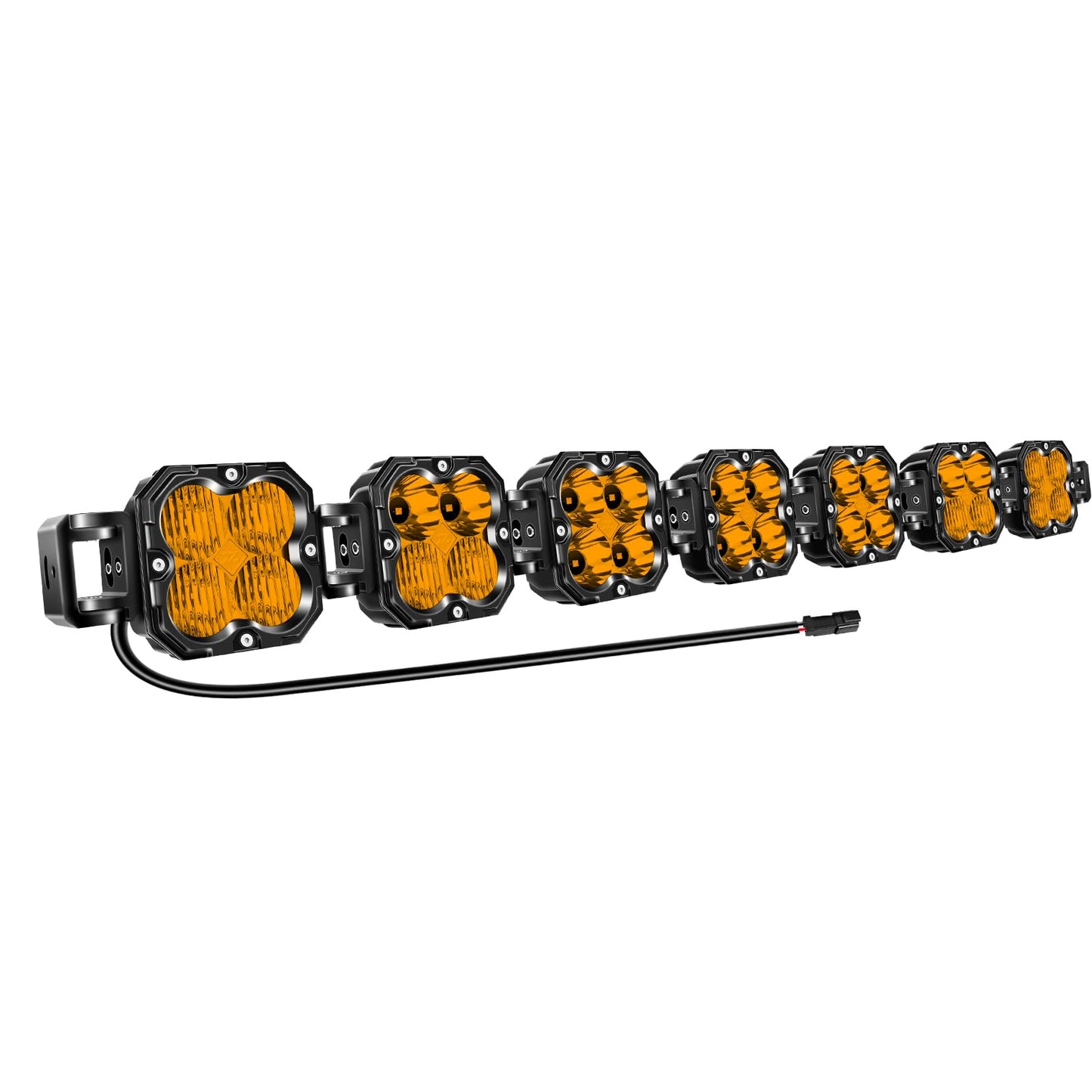 SKYWORLD 7 Pcs Amber Cube LED Pod Light, 4 Inch 30W Spot Flood Combo Beam Work Lights with Wire kit,3055K Car Off-Road Driving Lamp for ATV, UTV, 4x4, Tractor,Truck,Motorcycle
