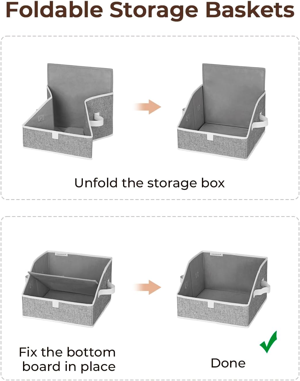 StorageWorks Trapezoid Closet Storage Bins - Foldable Fabric Organizing Baskets, Small, Gray | 3-Pack