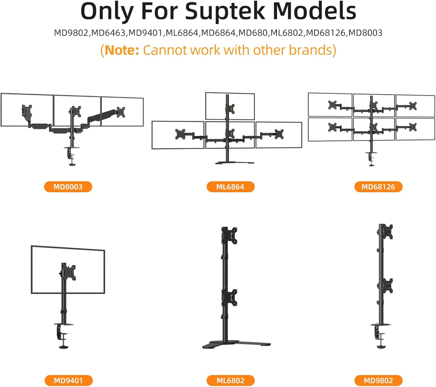 suptek Mount,2 Pack(MD6TB-2) Single Head and Plate Vesa Pole Monitor Mount Bracket for Monitor