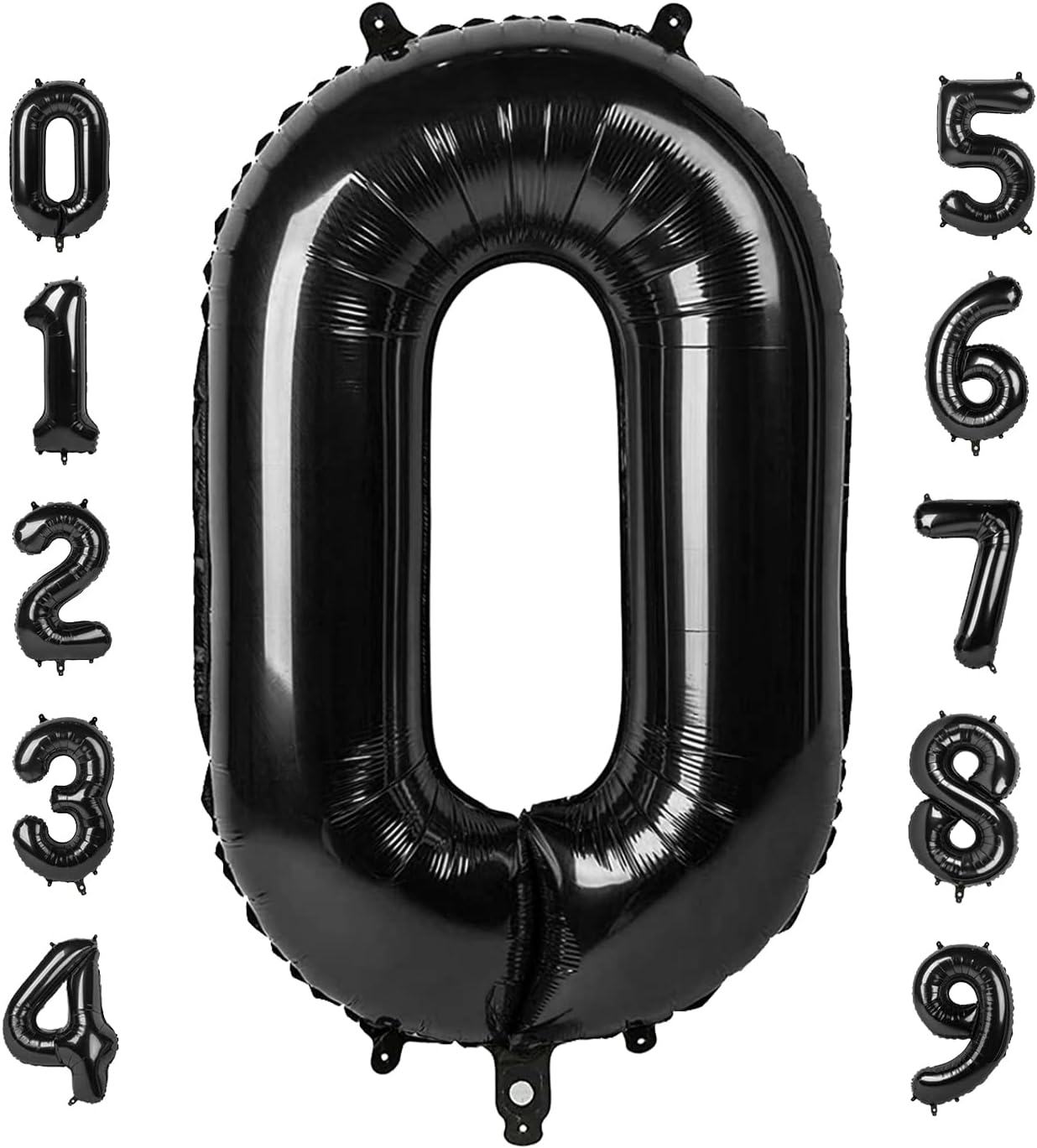Number 0 Balloons - 40 Inch Black Number Balloons for Birthday, Wedding & Baby Shower Decorations