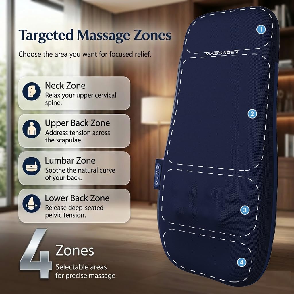 Athloot Back & Neck Massager with Heat for Pain Relief, FSA Full-Length Rolling Massage Cushion for Upper & Lower Back, 3 Modes, 2 Heat Levels, 15-Min Auto-Off, Slim Lumbar Support, HSA Eligible