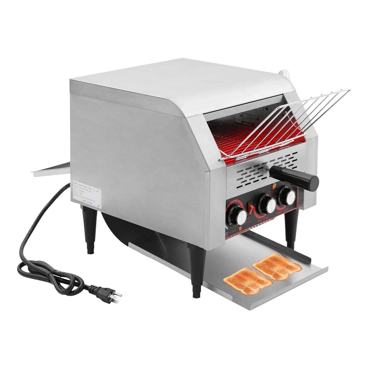 Commercial Conveyor Toaster, 350Slices/Hour 1900W Stainless Steel Heavy Duty Industrial Toasters w/Three-ring Heating Tubes,Countertop Electric Restaurant Equipment for Bun Bagel Bread Baked Food