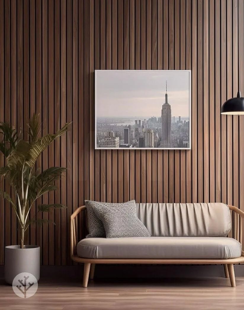 WVH Luxe American Walnut Acoustic Slat Wood Wall Panels, Measures 94.49" x 23.62", Premium Finish, Interior Decor for Walls & Ceilings, Noise Cancelling & Sound Absorbing for Home & Office, 2pcs