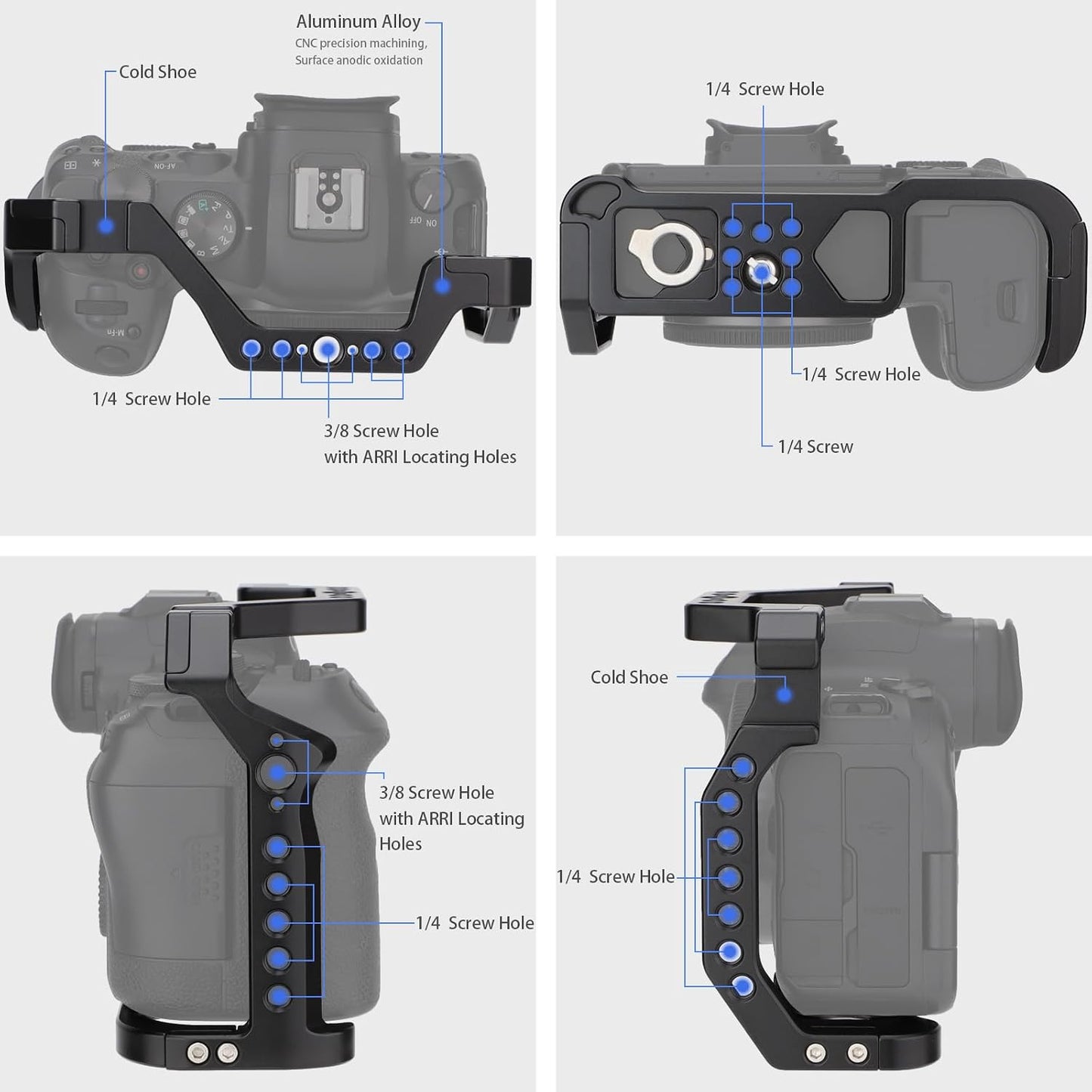 Leftfoto R5 R6 Camera Full Cage for Canon Mirrorless,Extension Mount Microphone Fill Light Bracket Filming