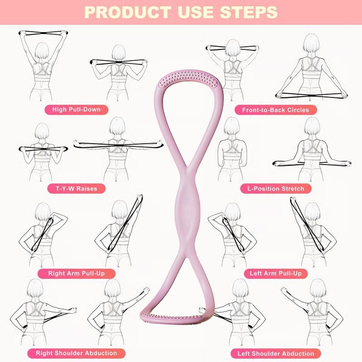 Resistance Bands, Figure 8 Exercise Bands with Handles for Women and Men, Elastic Stretch Bands for Working Out, Full Body Training, Arm, Chest, Shoulder, Yoga (15lbs+25lbs+35 lbs)