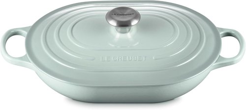 Le Creuset Enameled Cast Iron Oval Casserole - 3.75 Qt, Durable Lid, Sea Salt Color