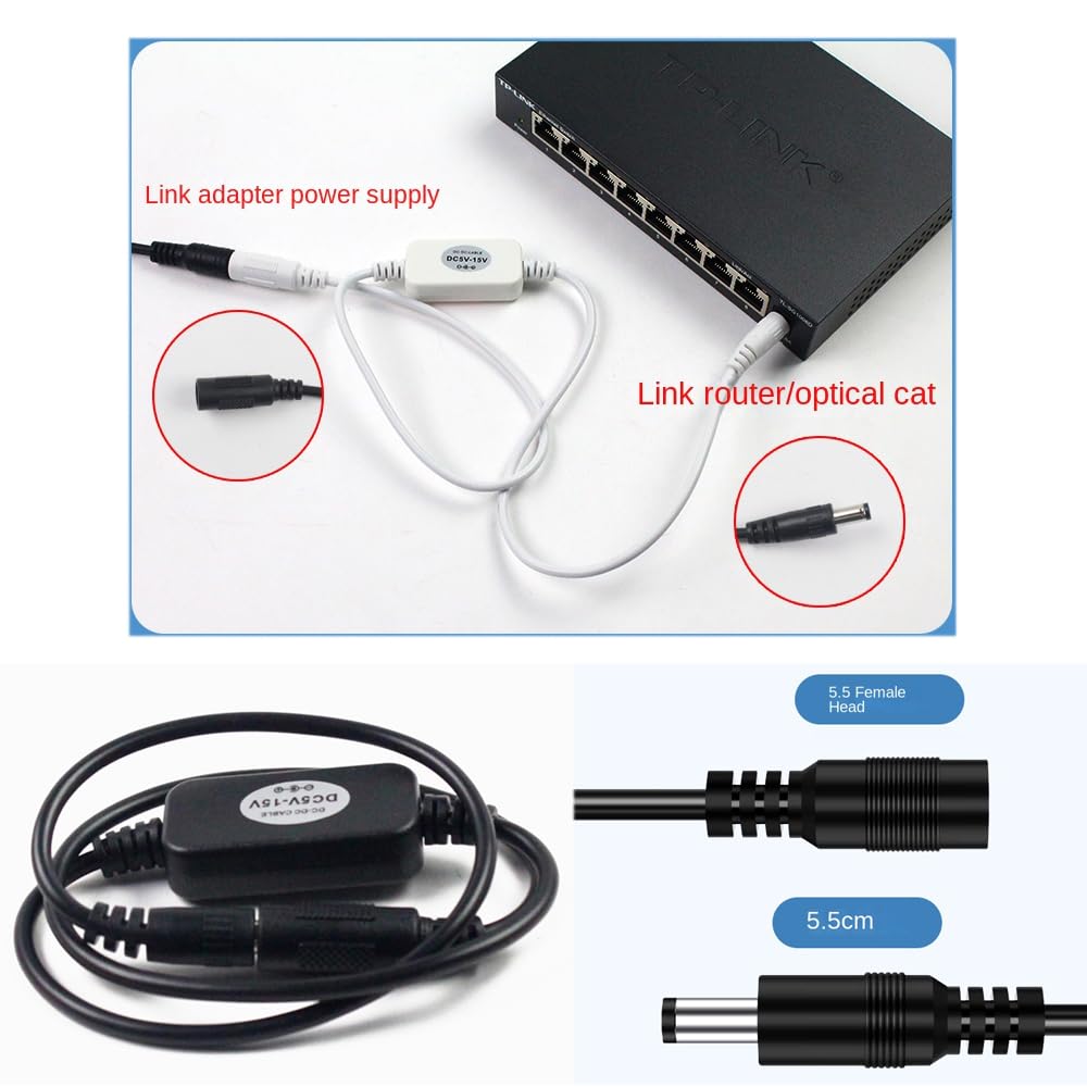 ThtRht 2 Pack 5.5mm 2.1mm Reset 24 Programmed Router Rebooter DC Cable with x Plug Wi-Fi Device Hrs Auto Reboot Refresh