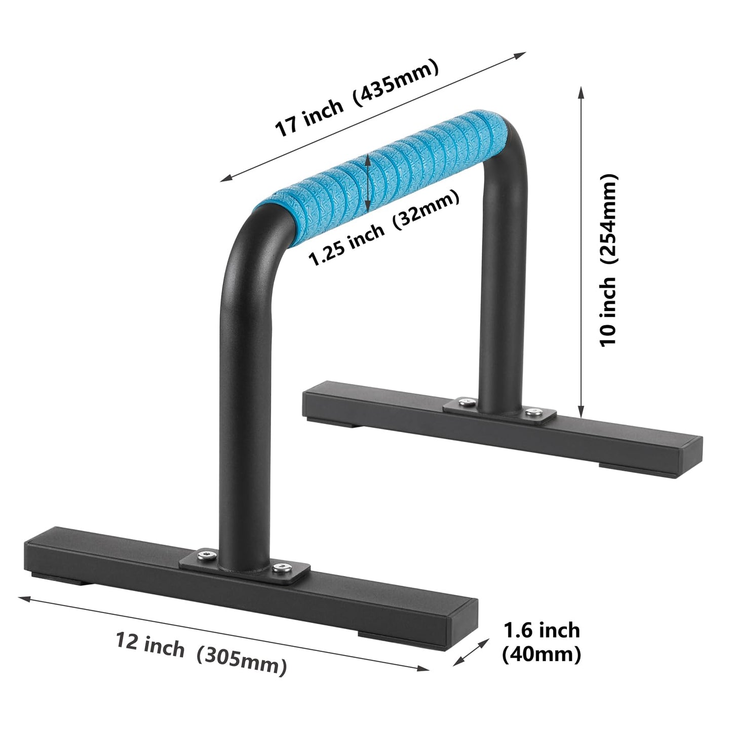 Purife Steel Black Anti-Slip Parallettes Push Up Bars Floor for Men, Strength Training Equipment Gymnastics Calisthenics Bars, Push-up Handles for Home Fitness, Workouts