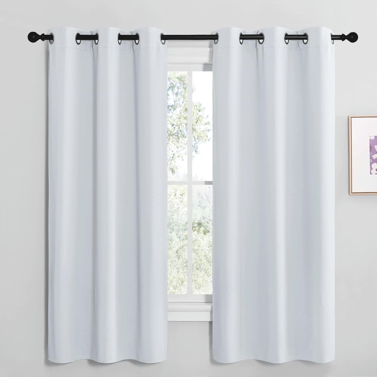 NICETOWN Room Darkening Curtains - Thermal Insulated Grommet Drapes for Bedroom | Greyish White, 2 Panels, 42x68