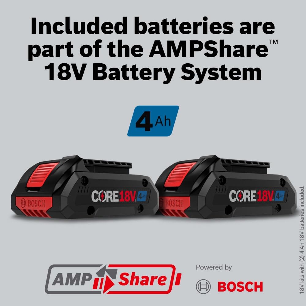Bosch GBH18V-26DK25 18V EC Brushless SDS-plus® Bulldog™ 1 In. Rotary Hammer Kit with (2) CORE18V 4 Ah Advanced Power Batteries